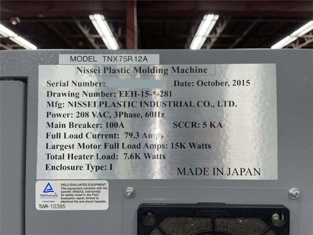 Used Nissei TNX-75R-12-A Injection Molding Machine For Sale