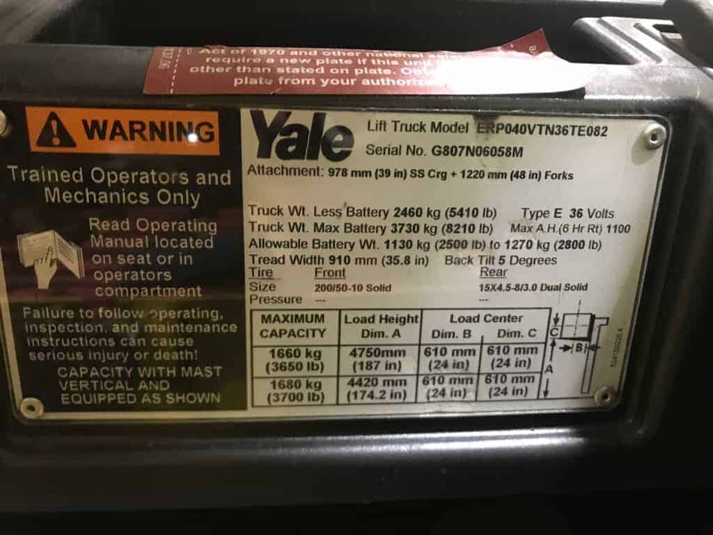 2011 Yale ERP040VTN36TE082 – photo 2 of 3