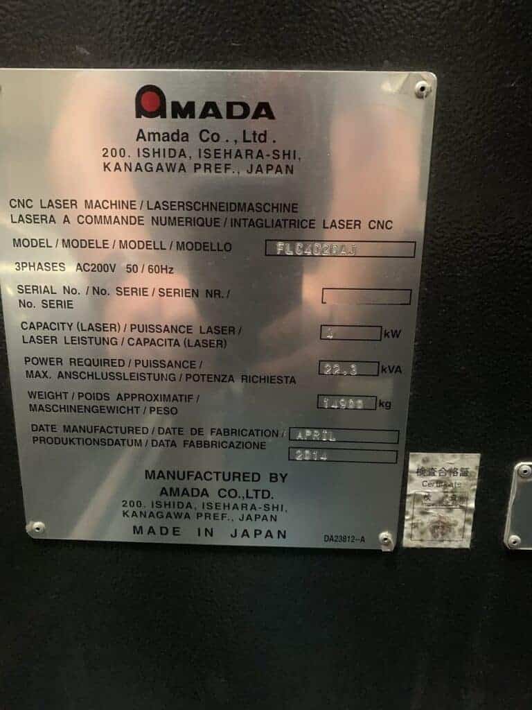 2014 Amada FLCAJ 4020