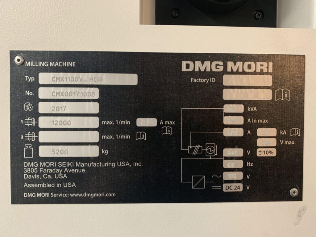 2017 DMG Mori CMX1100V