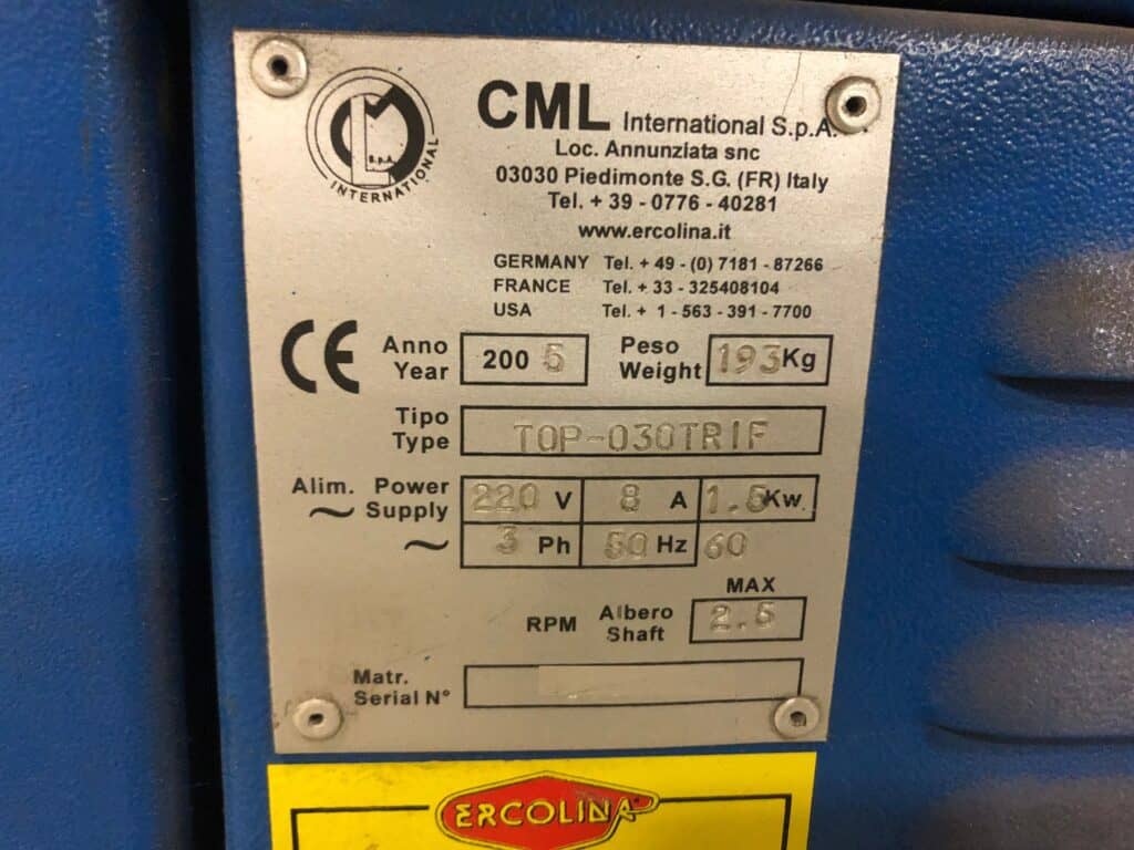 2005 Ercolina 030 Mandrel Bender