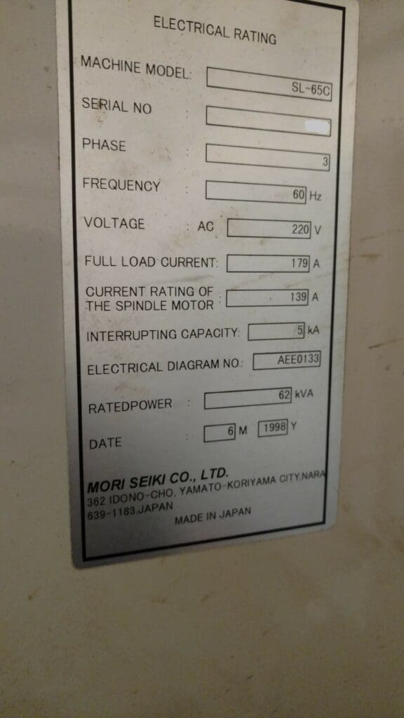 Used Mori Seiki SL-65C CNC Lathe For Sale