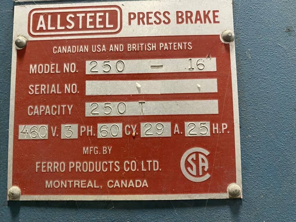 2002 Allsteel 250-16 – photo 8 of 8