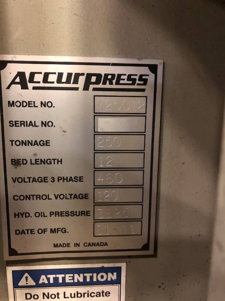2011 Accurpress 725012