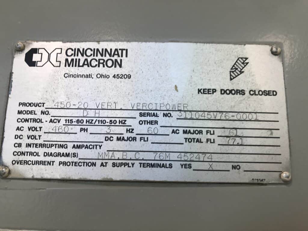 Cincinnati Milacron 450-20 Vercipower – photo 16 of 16