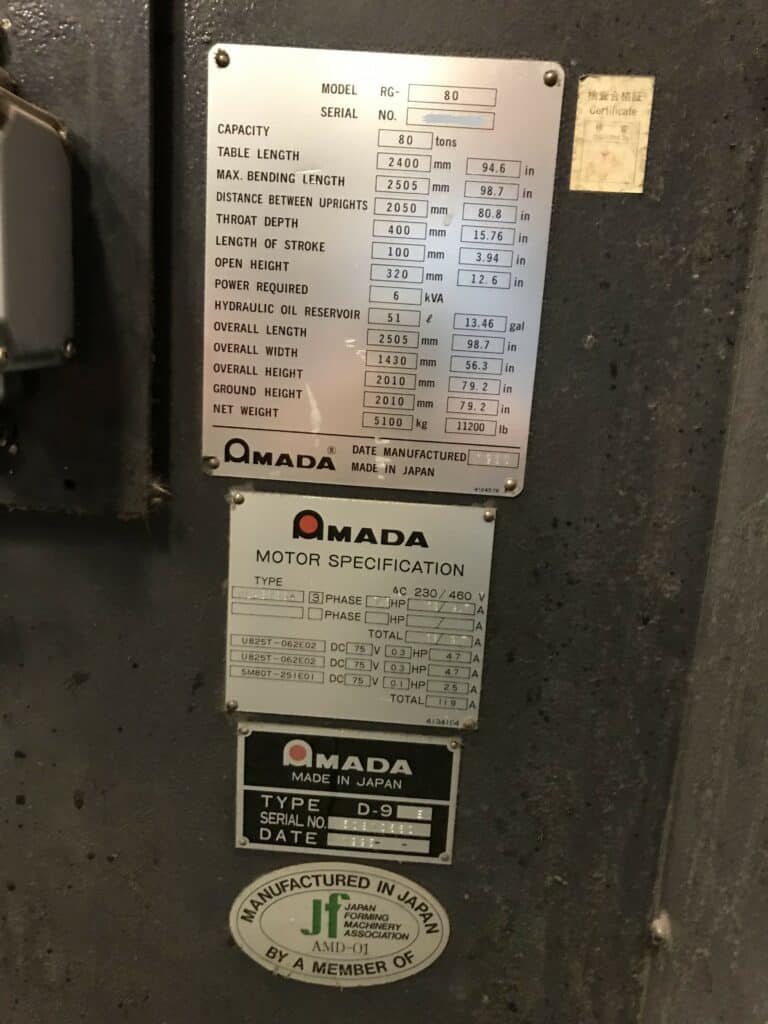 1995 Amada RG-80