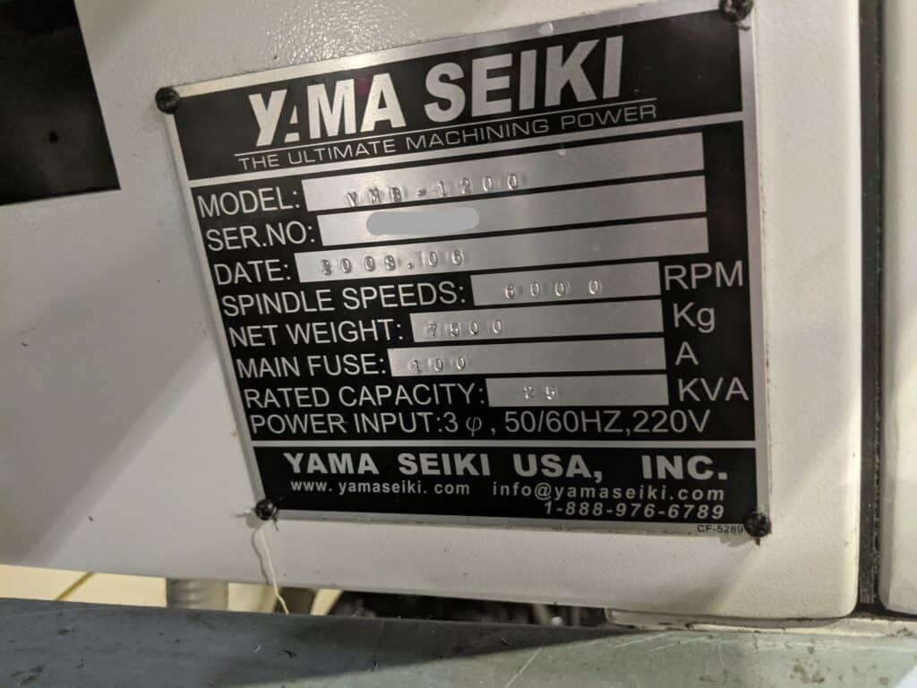 2008 Yama Seiki BM-1200