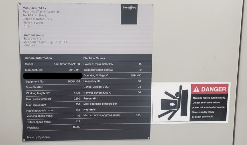 2019 Bystronic Xact Smart 225/4100
