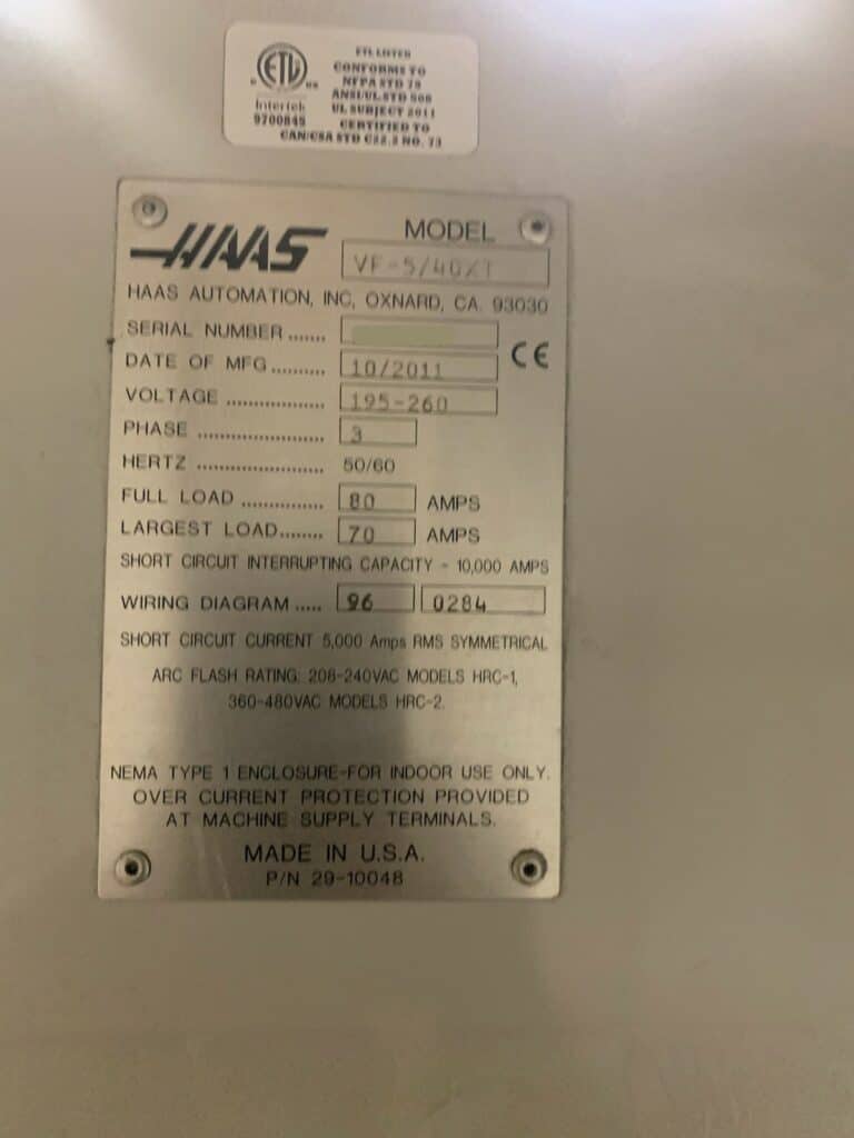 2011 Haas VF-5XT