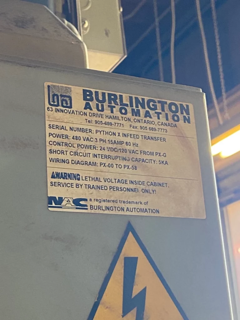 Used Burlington Automation Python X Beam Line For Sale