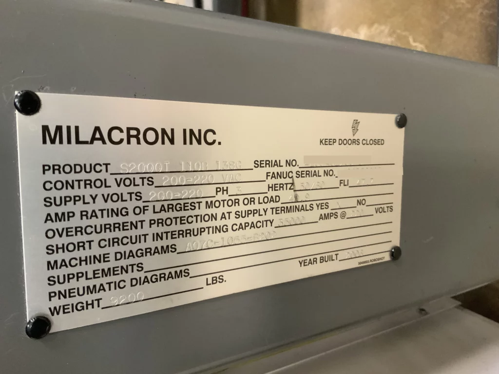 Used Cincinnati Milacron S-2000I-110B Injection Molding Machine For Sale