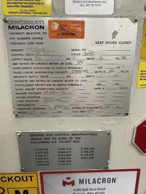 Used Cincinnati Milacron MH500-54 Injection Molding Machine for Sale