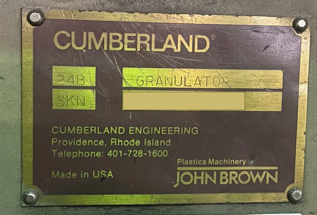Used Cumberland 24B Granulator For Sale