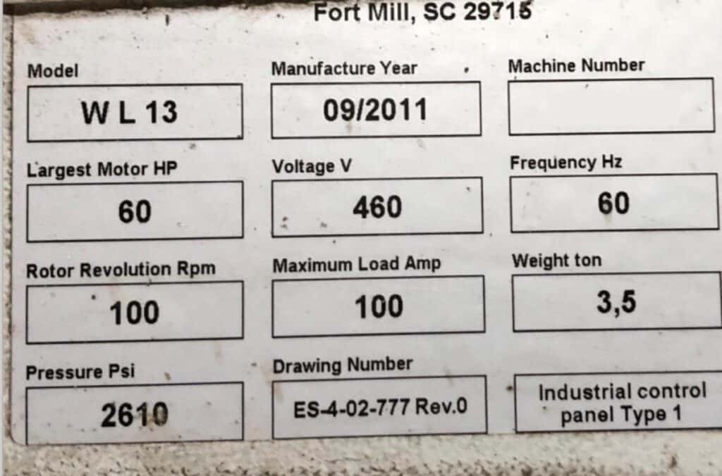 Used Weima WL13 Shredder for Sale