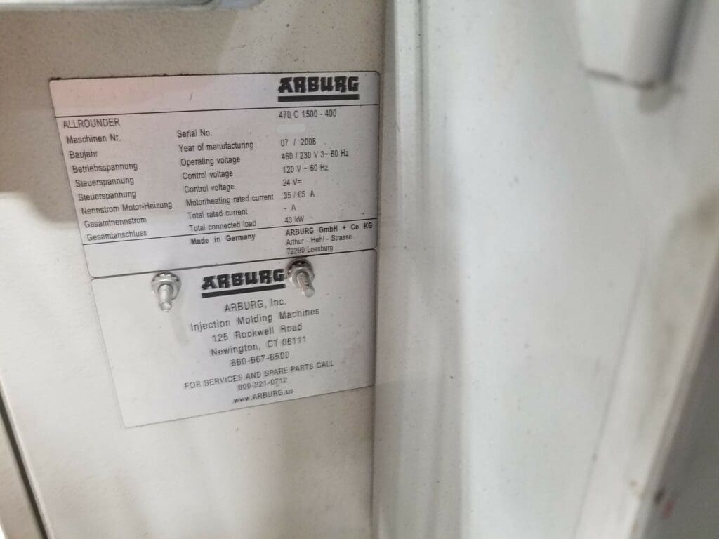 Used Arburg 470C 1500-400 Injection Molding Machine For Sale