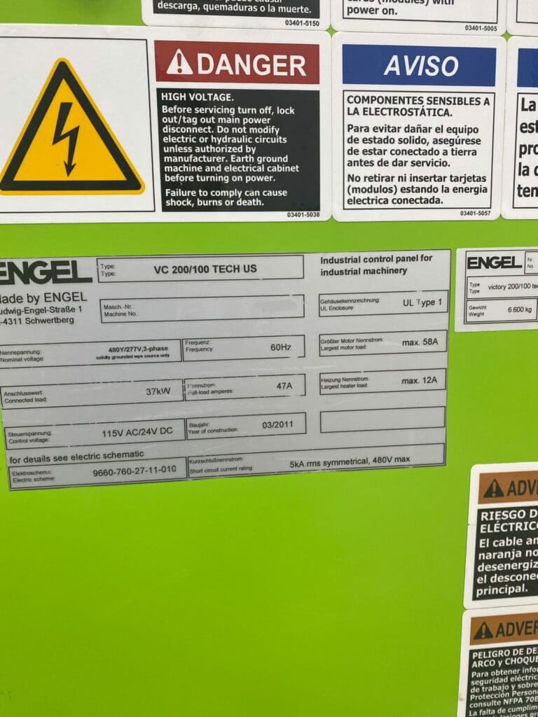 Used Engel VC 200/100 Injection Molding Machine For Sale