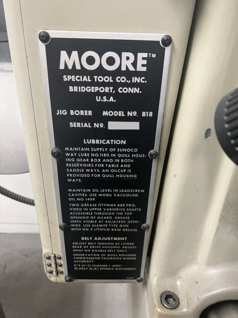 Used Moore B18 Jig Boring Mill for Sale