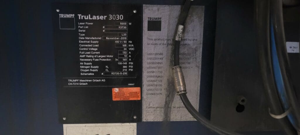 Used Trumpf TruLaser 3030 CNC Laser For Sale