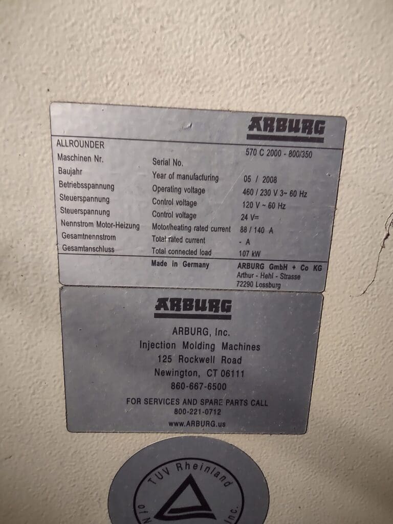 Used Arburg 570c 2000-800/350 Injection Molding Machine For Sale