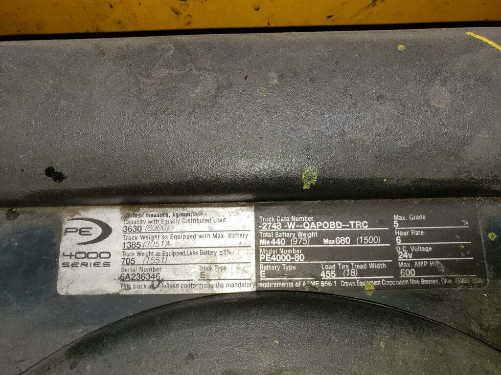 Used Crown PE4000-80 Pallet Jack For Sale