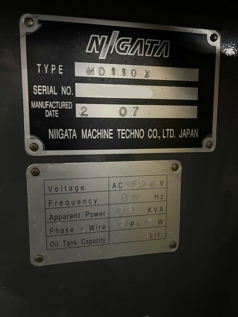 Used Niigata MD110X Injection Molding Machine For Sale