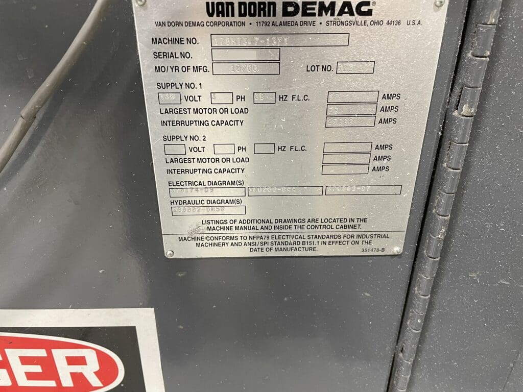 Used Van Dorn 170-HT Injection Molding Machine for Sale