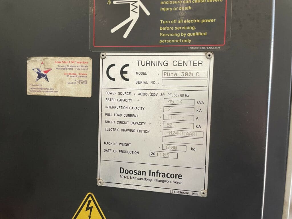 Used Doosan Puma 300LC CNC Lathe For Sale