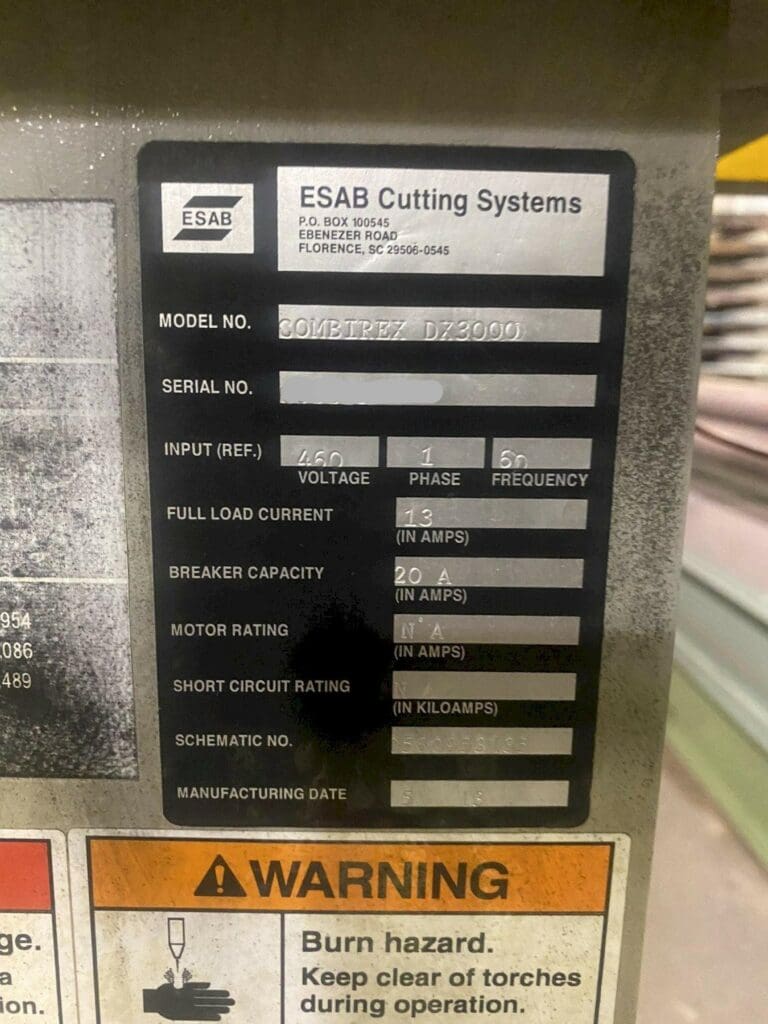 Used Esab Combirex DX3000 Plasma Cutter For Sale