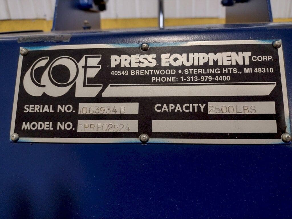 Used COE CPRP02524 Uncoiler For Sale