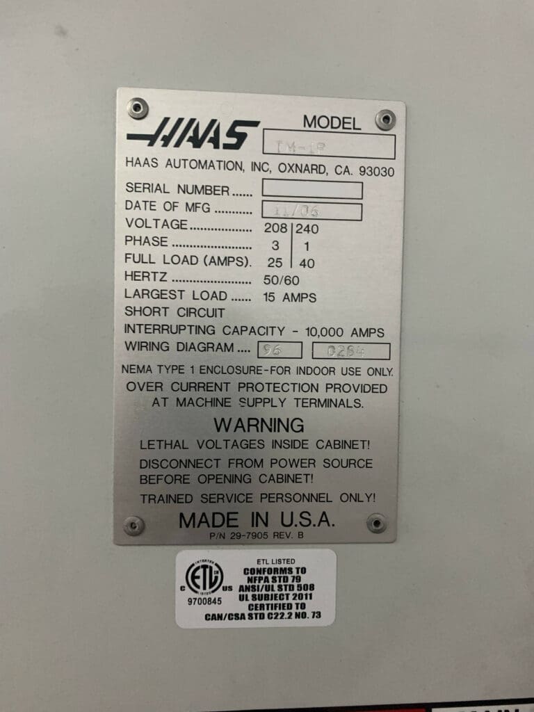 Used Haas TM-1P CNC Vertical Machining Center For Sale
