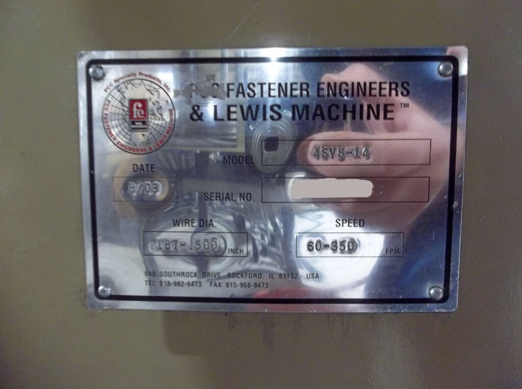 2003 Lewis 4SV8-AC Wire Straightening and Cutting Machine For Sale
