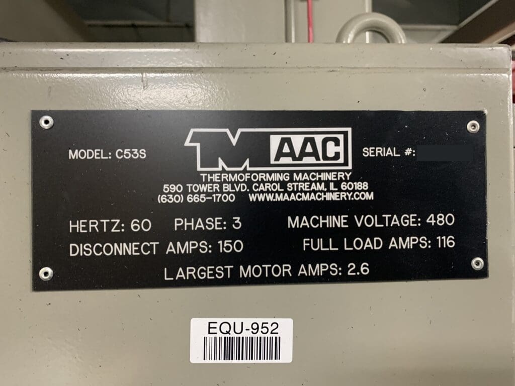 Used Maac Comet C53S Thermoformer for Sale