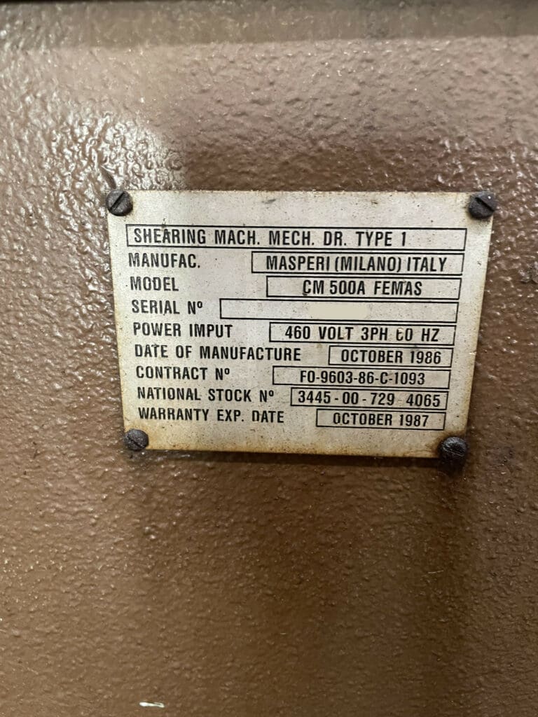 Used Masperi 1/4x80 Shear For Sale