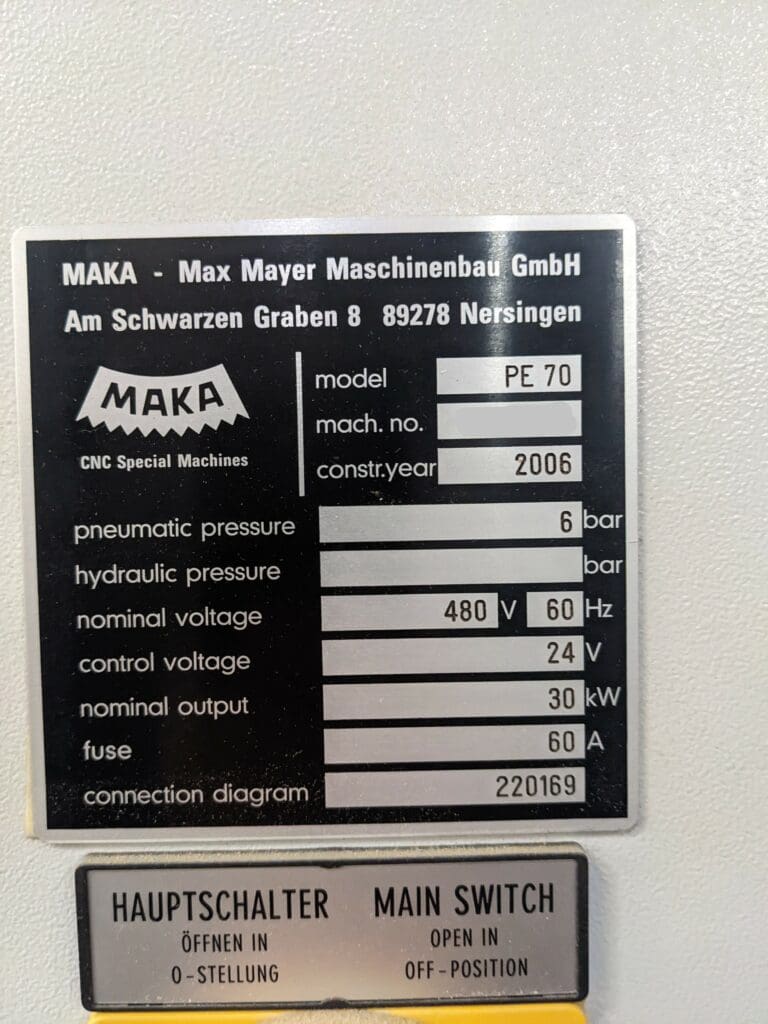 Used Maka PE70R CNC Router For Sale