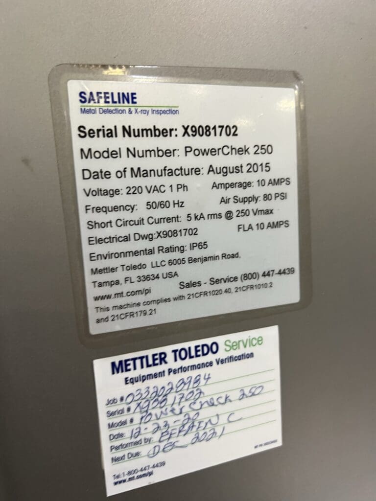2015 Mettler Toledo Safeline PowerChek 250 Process Equipment, photo 13 of 13