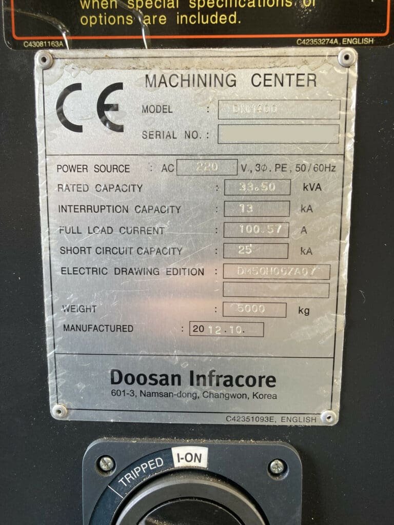 Used Doosan DNM 400 CNC Vertical Machining Center For Sale