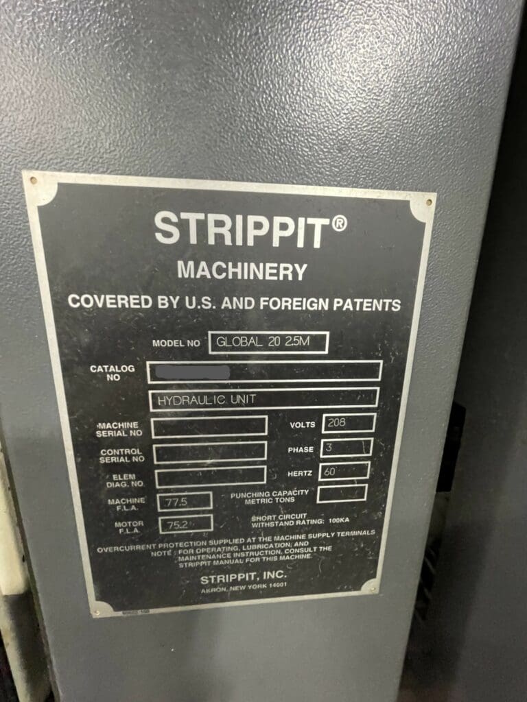Used LVD Strippit Global 20 2.5M Turret Punch For Sale