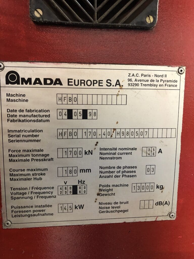 Used Amada HFB1704 Press Brake For Sale