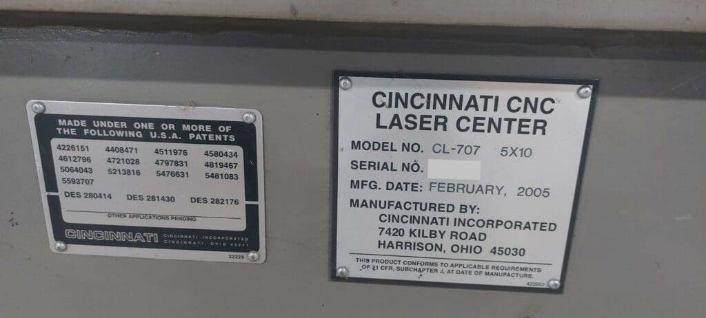 2005 Cincinnati CL-707 Laser, photo 7 of 7