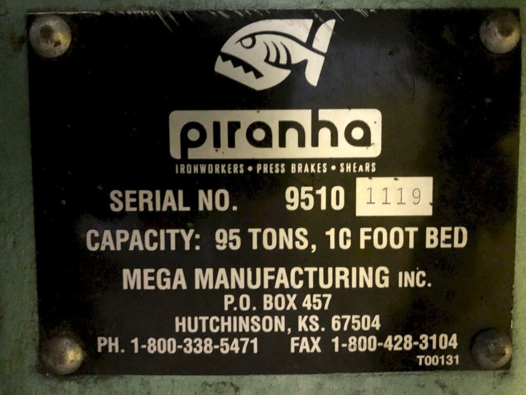 Used Piranha 9510 Press Brake For Sale