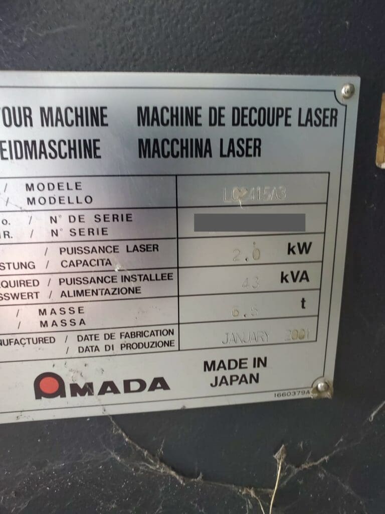 Used Amada Pulsar LC2415A3 CNC Laser For Sale