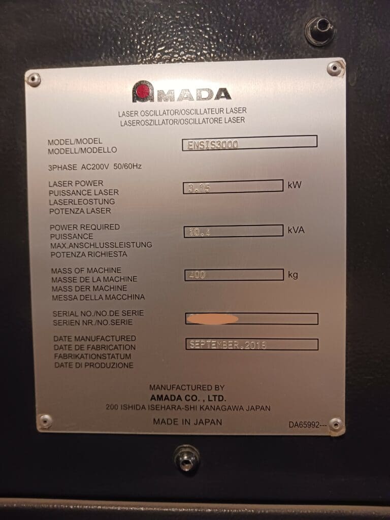 Used Amada ENSIS 3015 AJ CNC Laser For Sale