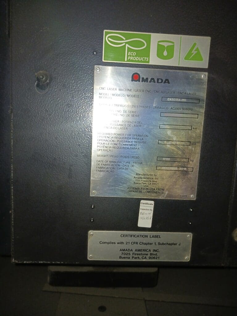Used Amada ENSIS 3015 AJ CNC Laser For Sale
