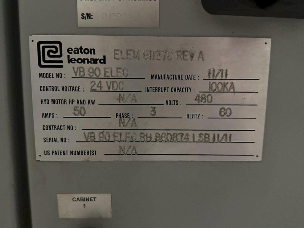 Used Eaton Leonard VB90 Tube Bender For Sale