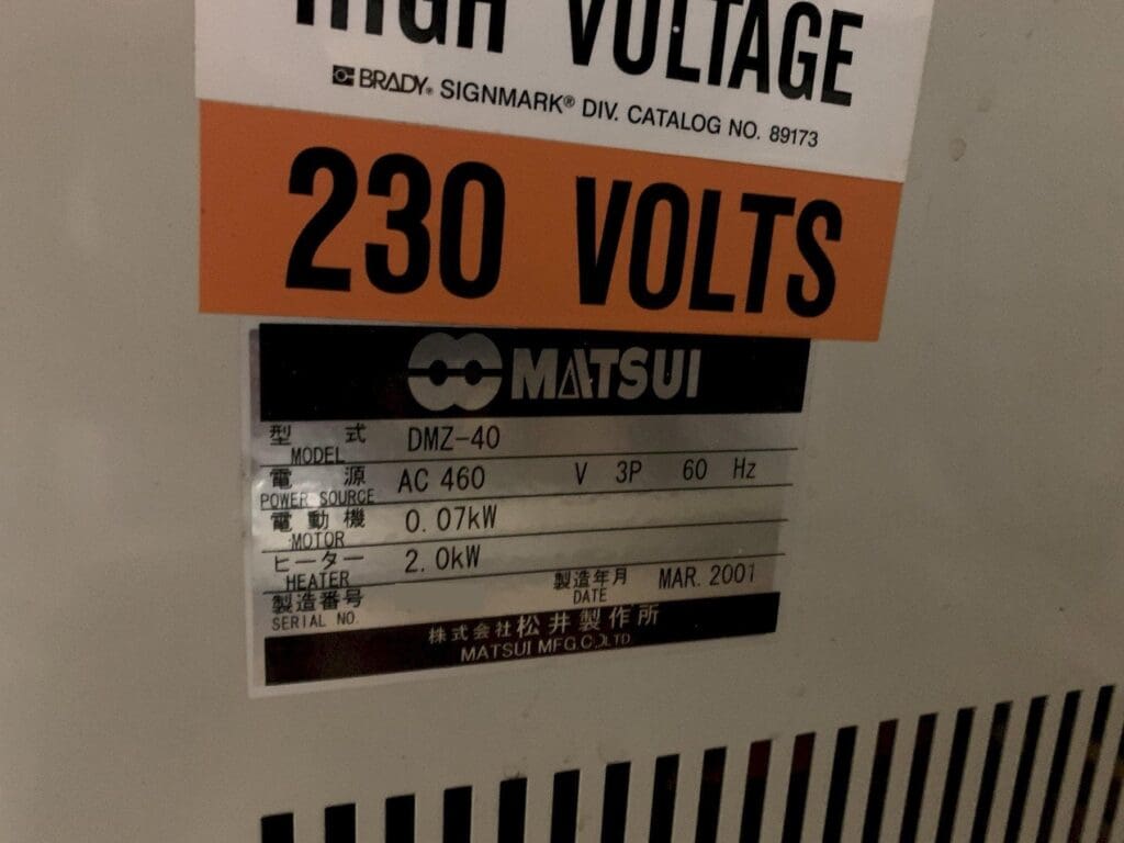 2001 Matsui DMZ40-25 Dryer, photo 8 of 8
