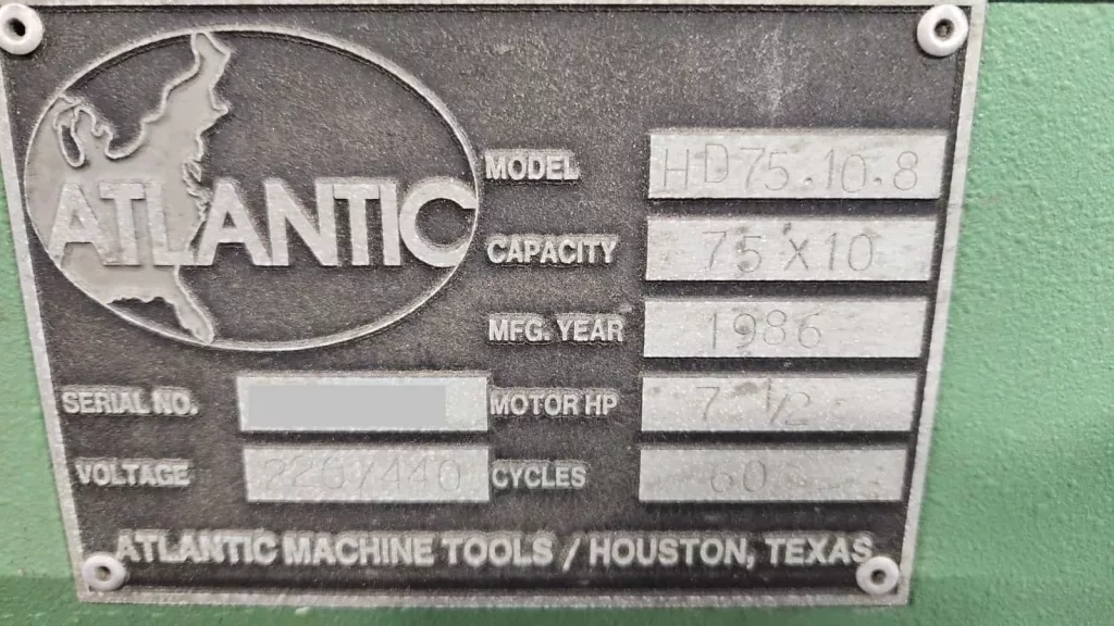 1986 Atlantic HD75-10-8 Press Brake, photo 2 of 2