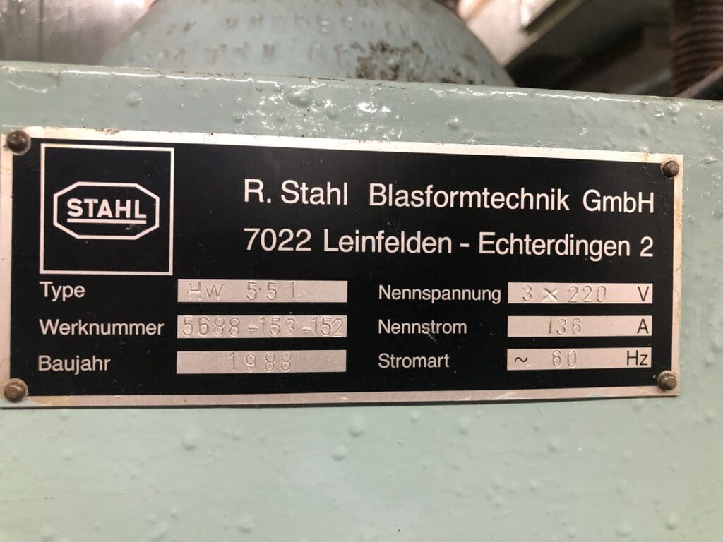 Used Hesta HW 551 Blow Molder for Sale