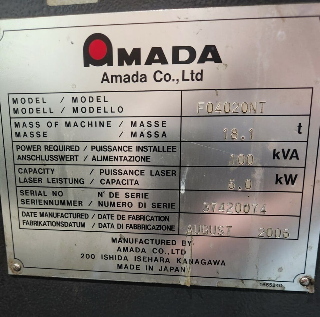 2006 Amada FO-4020NT Laser, photo 7 of 7