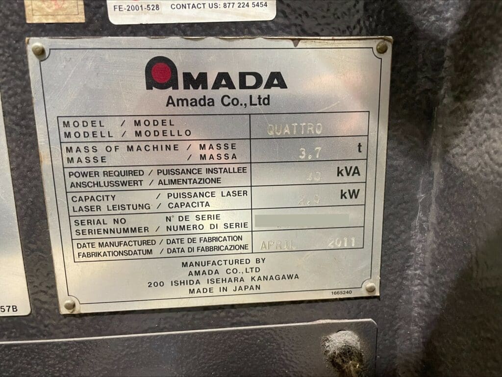 2011 Amada Quattro Laser, photo 5 of 5