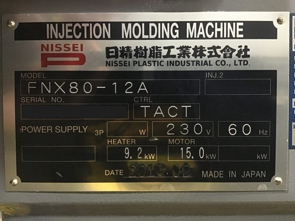 Used Nissei FNX80-12A Injection Molding Machine For Sale